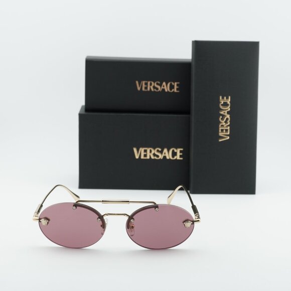 Versace VE2295 1252/1A Sunglasses Gold Oval Frame, Violet Lenses main image 5